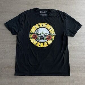 Guns N' Roses Black T-Shirt Short Sleeve Black Logo Graphic Mens's Sz L 1326